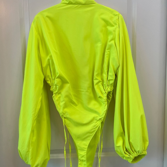 I ❤️ DIY Neon Yellow Windbreaker Bodysuit & Shorts Set Size S - Picture 14 of 16